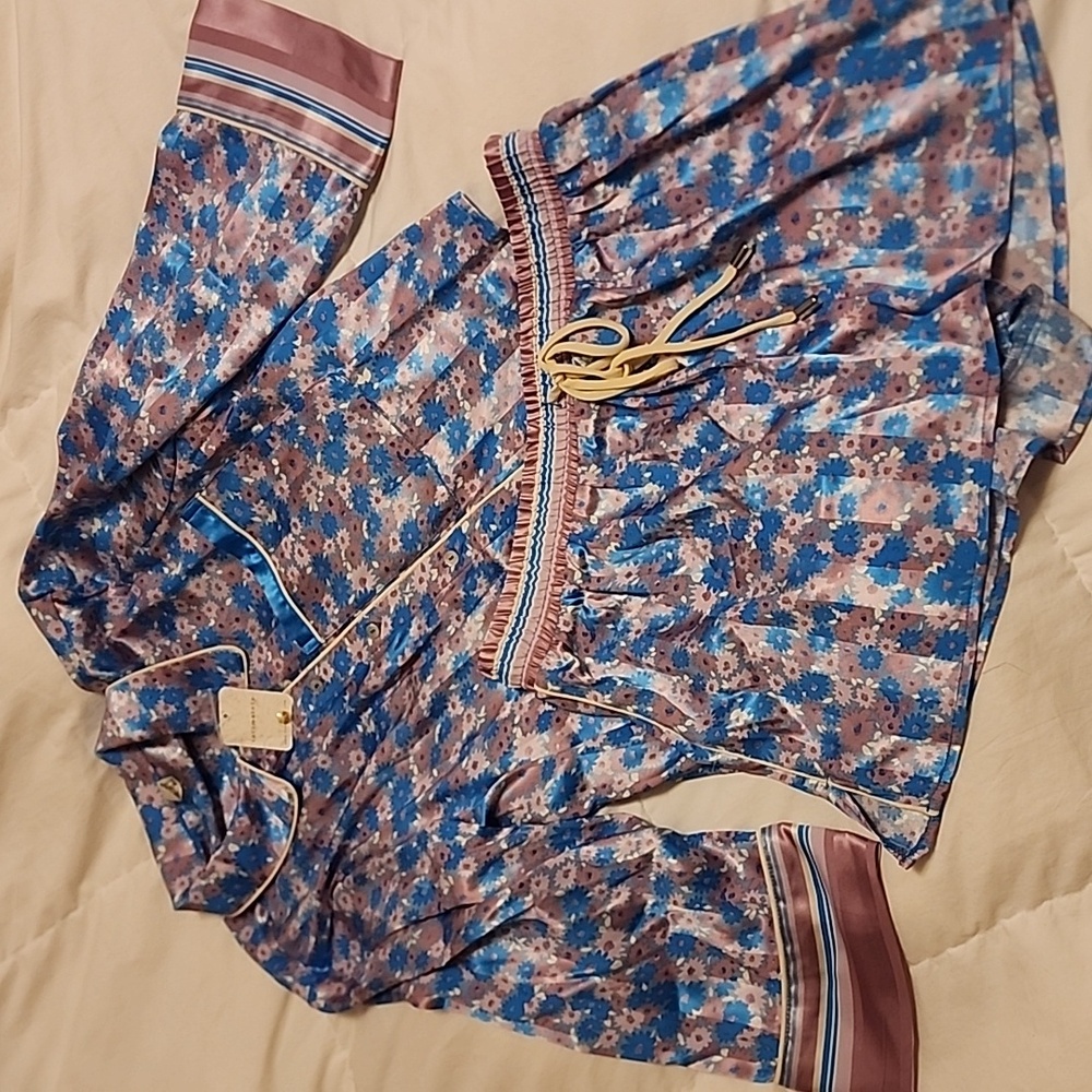 Free People Pillow Talk Satin Short Pajamas Cool Lavendar Combo XS - Picture 8 of 11